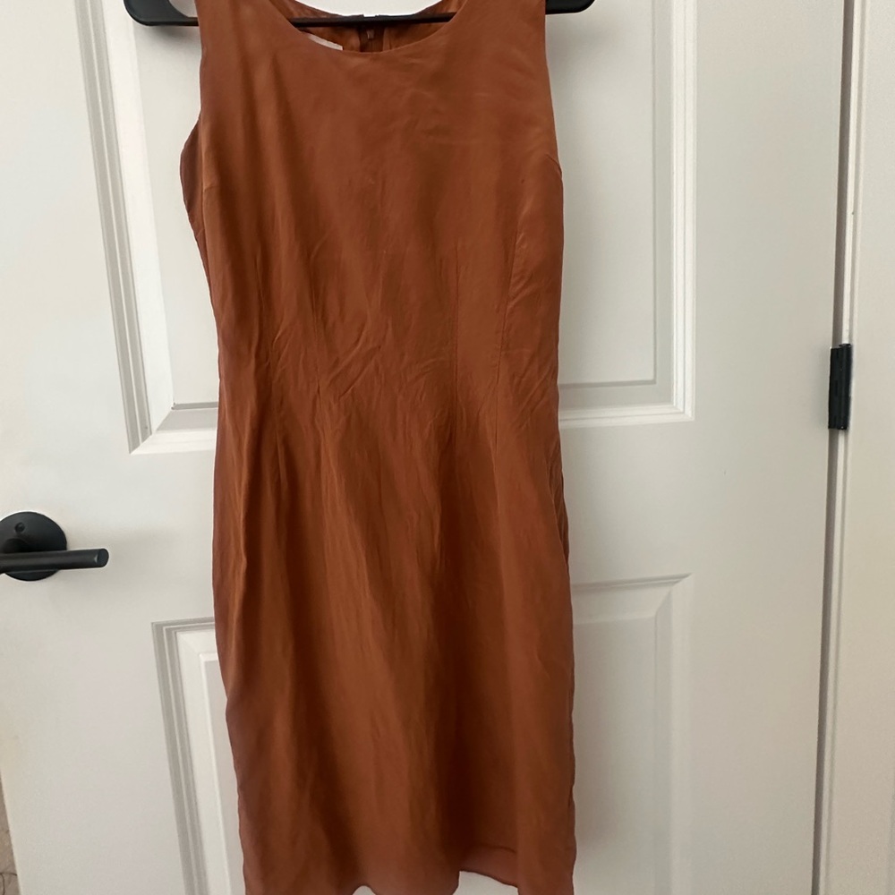 Hugo Buscati Orange Sheath Midi Dress for Work